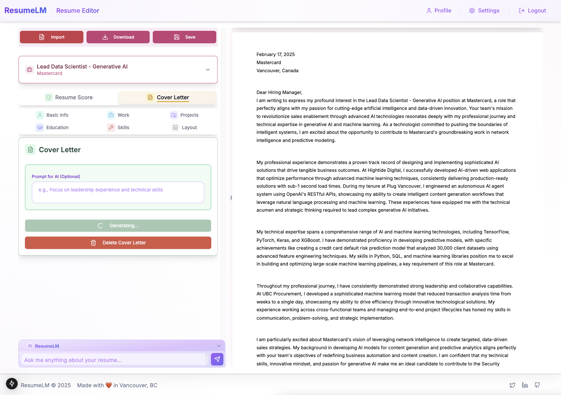 AI Cover Letter Generator